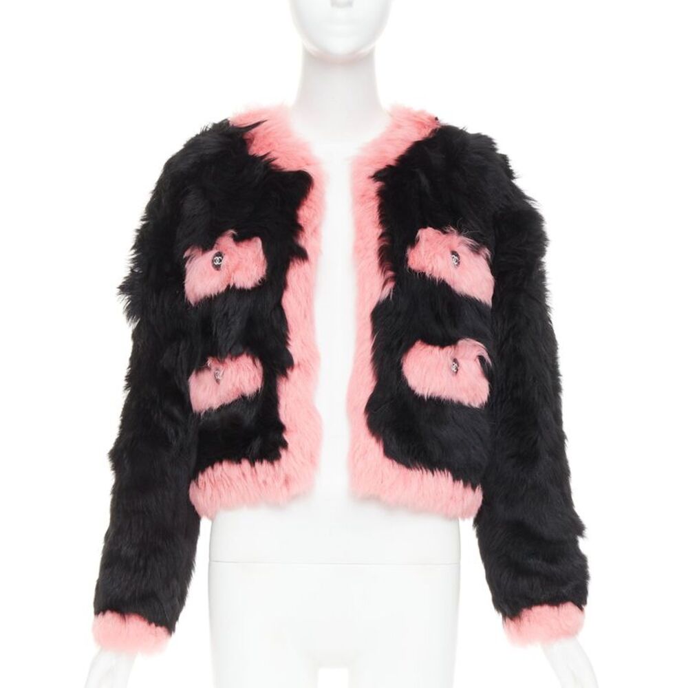 Chanel Shearling Fur Crystal Jacket
